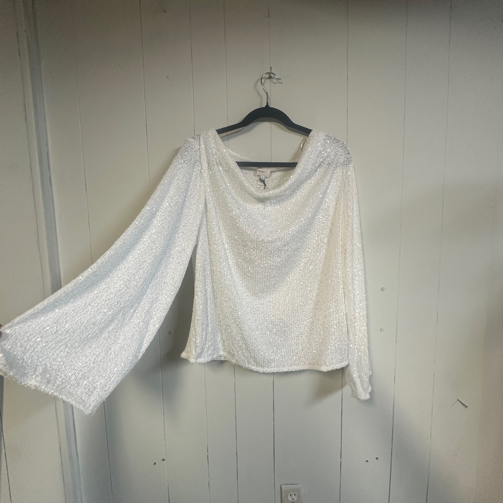 River Island White Sequin Blouse